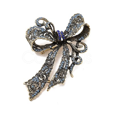 Aquamarine Rhinestone Bowknot Brooch Pin JEWB-P014-01AG-1