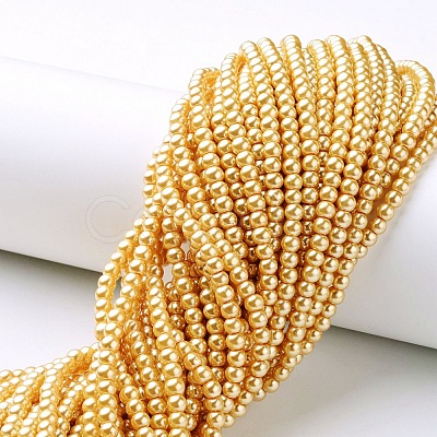 Glass Pearl Beads Strands X-HY-4D-B28-1