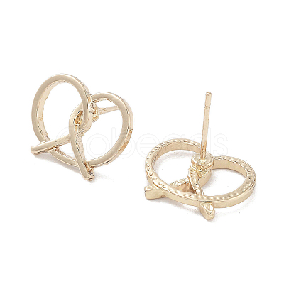 Heart Alloy Studs Earrings for Women EJEW-H309-15KCG-1