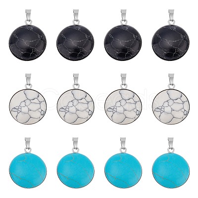 Unicraftale 12Pcs 3 Colors Synthetic Turquoise Pendants STAS-UN0039-61-1