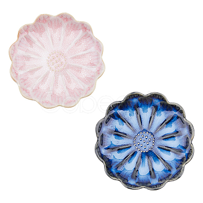 DICOSMETIC 2Pcs 2 Colors Flambed Glazed Lotus Jewelry Plate for Rings Bracelets Necklaces AJEW-DC0001-38-1