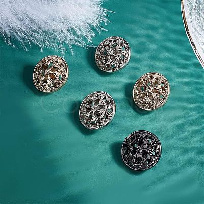 CHGCRAFT 12pcs 3 colors Hollow Alloy 1-Hole Buttons BUTT-CA0001-03-1