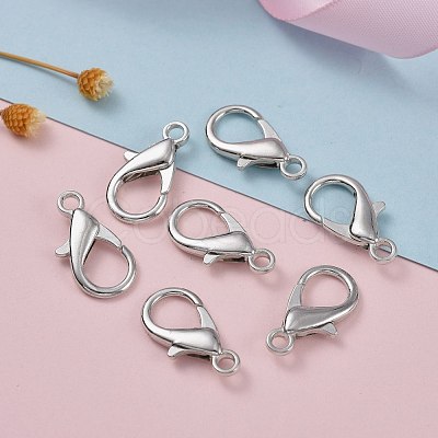 Platinum Plated Zinc Alloy Lobster Claw Clasps X-E107-1