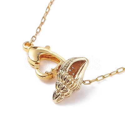 Heart and Conch Pendant Necklace with Cable Chain for Women NJEW-JN03796-1