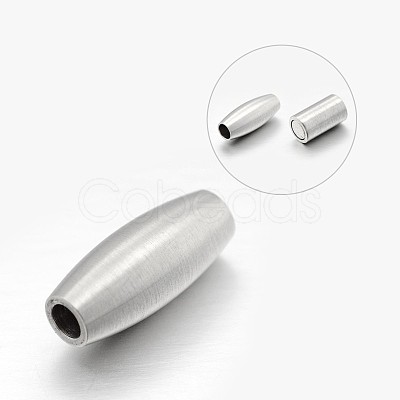 Tarnish Resistant Barrel 304 Stainless Steel Matte Surface Magnetic Clasps with Glue-in Ends STAS-N065-20-1