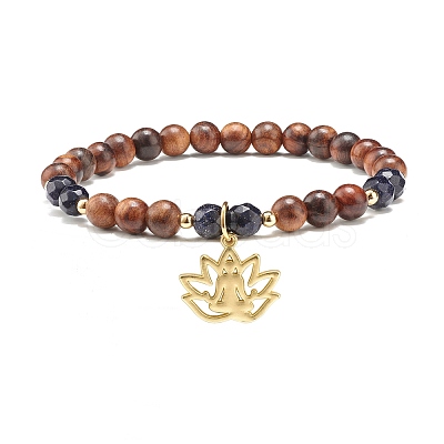 Lotus Charm Bracelet BJEW-JB07134-1