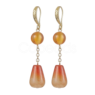 Natural Carnelian & Crackle Agate Beads Earring & Bracelets Set SJEW-JS01309-1