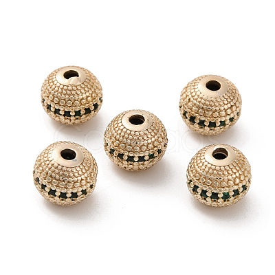 Brass Micro Pave Cubic Zirconia Beads KK-C071-08G-1