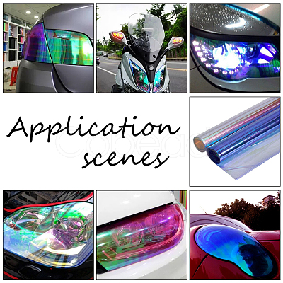 BENECREAT 2Pcs 2 Colors Iridescent Plastic Car Headlamp Sticker DIY-BC0012-20-1