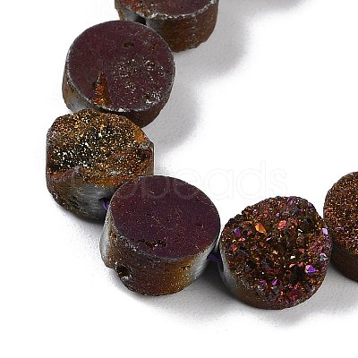 Electroplated Natural Druzy Agate Beads Strands G-M433-01E-1