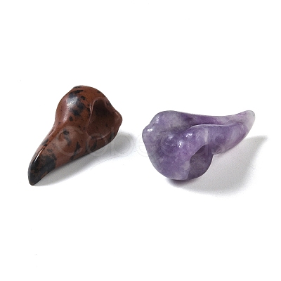 Natural Mixed Gemstone Carved Beak Figurines DJEW-M015-12-1