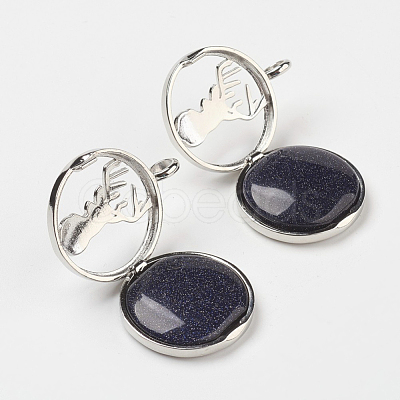 Synthetic Blue Goldstone Pendants G-G910-J14-1