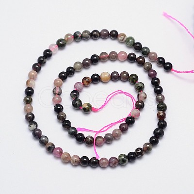 Natural Tourmaline Round Bead Strands G-I162-01-5mm-1