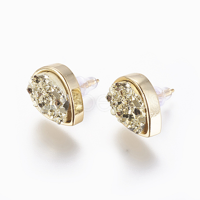 Brass Stud Earrings EJEW-J098-G-1