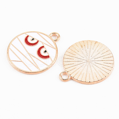 Light Gold Tone Alloy Enamel Pendants ENAM-T018-09-1