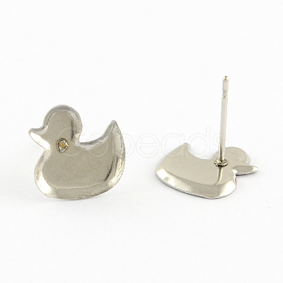 Non-Tarnish Duck Earring Settings 304 Stainless Steel Stud Earring Findings X-STAS-Q170-02-1