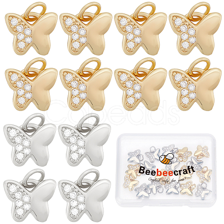 Beebeecraft 20Pcs 2 Colors Cubic Zirconia Pendants KK-BBC0001-54-1