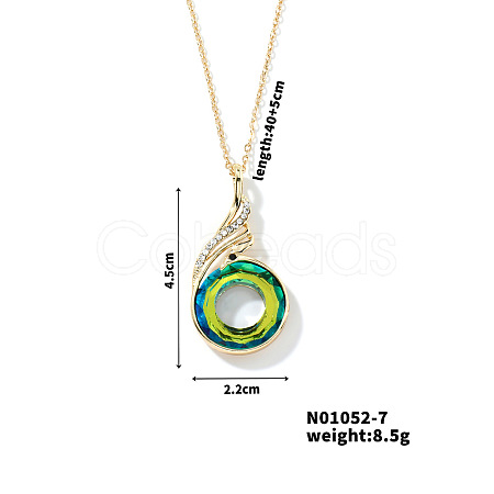 Cute and Stylish Phenix Glass Pendant Necklace ZV1349-7-1