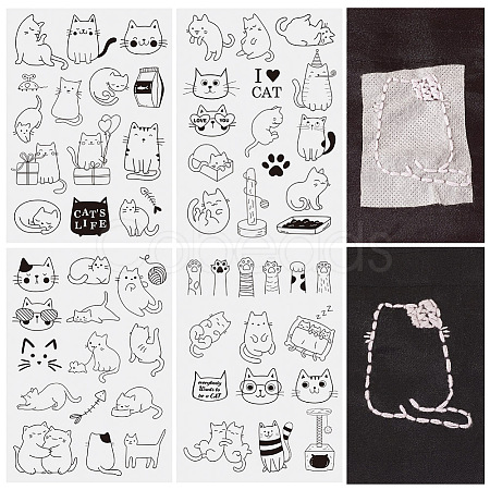 57 Patterns Non-woven Fabrics Water-soluble Embroidery Aid Drawing Sketch DIY-TAC0100-016-1