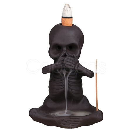 Ceramic Skull Backflow Incense Burner Smoke Waterfall Incense Holder JX840A-1