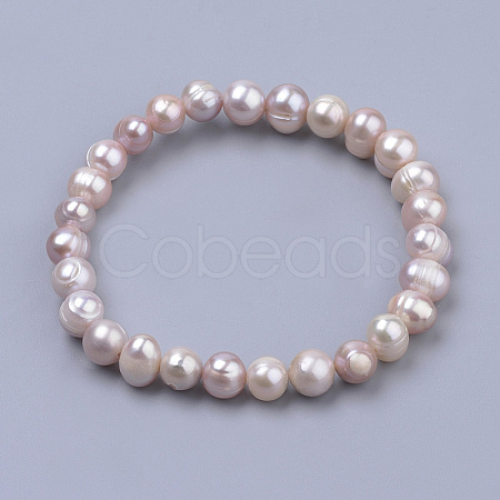 Shell Pearl Stretch Bracelets X-PEAR-S012-58C-1