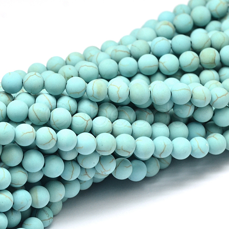 Synthetic Howlite Bead Strands G-P286-16-6mm-1