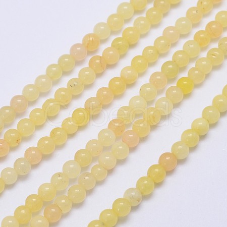 Dyed Round Natural White Jade Beads Strands G-D737-02-1