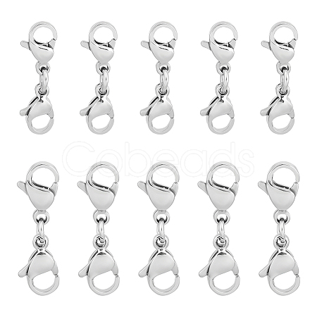 Unicraftale 20Pcs 2 Styles 304 Stainless Steel Double Lobster Claw Clasps STAS-UN0044-47-1