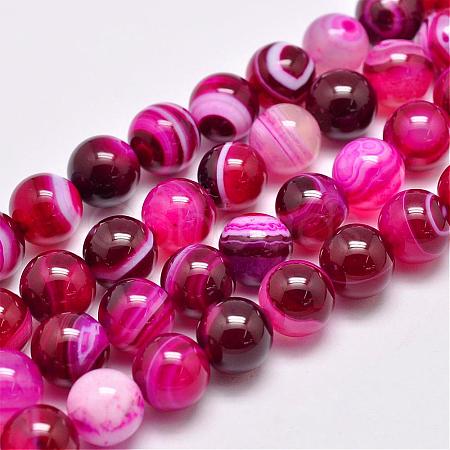 Natural Striped Agate/Banded Agate Bead Strands G-G962-10mm-01-1