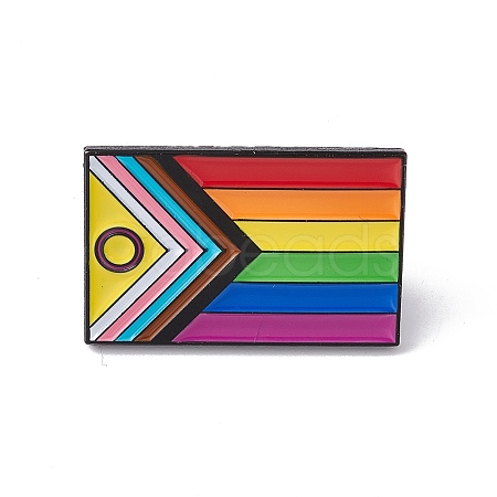 Rainbow Color Pride Flag Rectangle Enamel Pin JEWB-G019-02EB-1