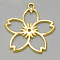 Alloy Open Back Bezel Pendants, For DIY UV Resin, Epoxy Resin, Pressed Flower Jewelry, Sakura, Golden, 35x31mm