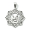 Non-Tarnish Eid Mubarak 201 Stainless Steel Pendants, Islam Muslim Charm, Stainless Steel Color, 37.5x35x1.5mm, Hole: 8x4.5mm