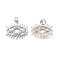 Brass Micro Pave Cubic Zirconia Pendants, with Jump Ring, Eye Charm, Platinum, 19.5x20x3.5mm, Hole: 3.3mm