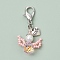 Angel Glass Seed Beads Pendant Decorations, Lobster Clasp Charm for Bag Ornaments, Pink, 40mm