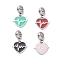 304 Stainless Steel European Dangle Charms, Large Hole Pendants, with Enamel, Stainless Steel Color, Heart & Heartbeat, Mixed Color, 22.5mm, Hole: 4.5mm