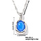 Elegant Oval Brass Pendant Necklaces, with Dapped Chain for Women, Blue, 15.75 inch(40cm)