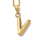 PVD Vacuum Plating 201 Stainless Steel Necklaces, Letter, Letter V, 17.80 inch(45.2cm), Pendant: 23x11.8x3mm