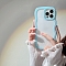 Wave Frame Clear Case TPU Plastic Mobile Phone Cover, Cyan, 14.75x7.15x0.8cm, Fit for iphone 14 Pro