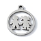 Non-Tarnish 304 Stainless Steel Charms, Laser Cut, Flat Round with Couple Charms, Stainless Steel Color, 14x11.5x1mm, Hole: 1.2mm