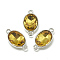 Alloy Glass Links connectors, Faceted, Oval, Platinum, Gold, 22x12x6mm, Hole: 1.5mm