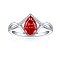 925 Sterling Silver Micro Pave Cubic Zirconia Plain Band Rings, Real Platinum Plated, Teardrop, Red, US Size 7(17.3mm)