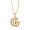 Brass Micro Pave Cubic Zirconia Pendant Necklaces, Golden, Letter G, 16.54 inch(42cm), Pendant: 24~30x13~22mm