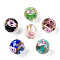 Luminous Handmade Gold Sand Lampwork Beads, Glow in the Dark, Round with Flower, Mixed Color, 10x9mm, Hole: 1.6mm