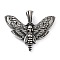 304 Stainless Steel Pendants, Butterfly with Skull Charm, Antique Silver, 35.5x43x5.8mm, Hole: 4.8mm