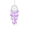 Woven Web/Net with Feather Hanging Ornaments, Iron Ring and Wood Beads for Home Living Room Bedroom Wall Decorations, Medium Orchid, 685mm