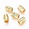 Brass Enamel Beads, Column, Golden, Turquoise, 9.5x6.5x6mm, Hole: 3.8mm