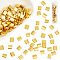 Nbeads 140Pcs Electroplated Glass Seed Beads, 2-Hole, Rectangle, Golden Plated, 5x4.5~5.5x2~2.5mm, Hole: 0.5~0.8mm