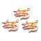 Rack Plating Alloy Enamel Pendants, Cadmium Free & Nickel Free & Lead Free, Light Gold, Origami Fox, Light Coral, 23x16x2mm, Hole: 1.6mm