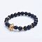 Natural Lava Rock Beaded Stretch Bracelets, with Alloy Spacer Beads, 1-3/4 inch(45mm)