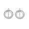 304 Stainless Steel Pendants, with Crystal Rhinestone, Ring, Stainless Steel Color, 19.5x17x2mm, Hole: 1.6mm